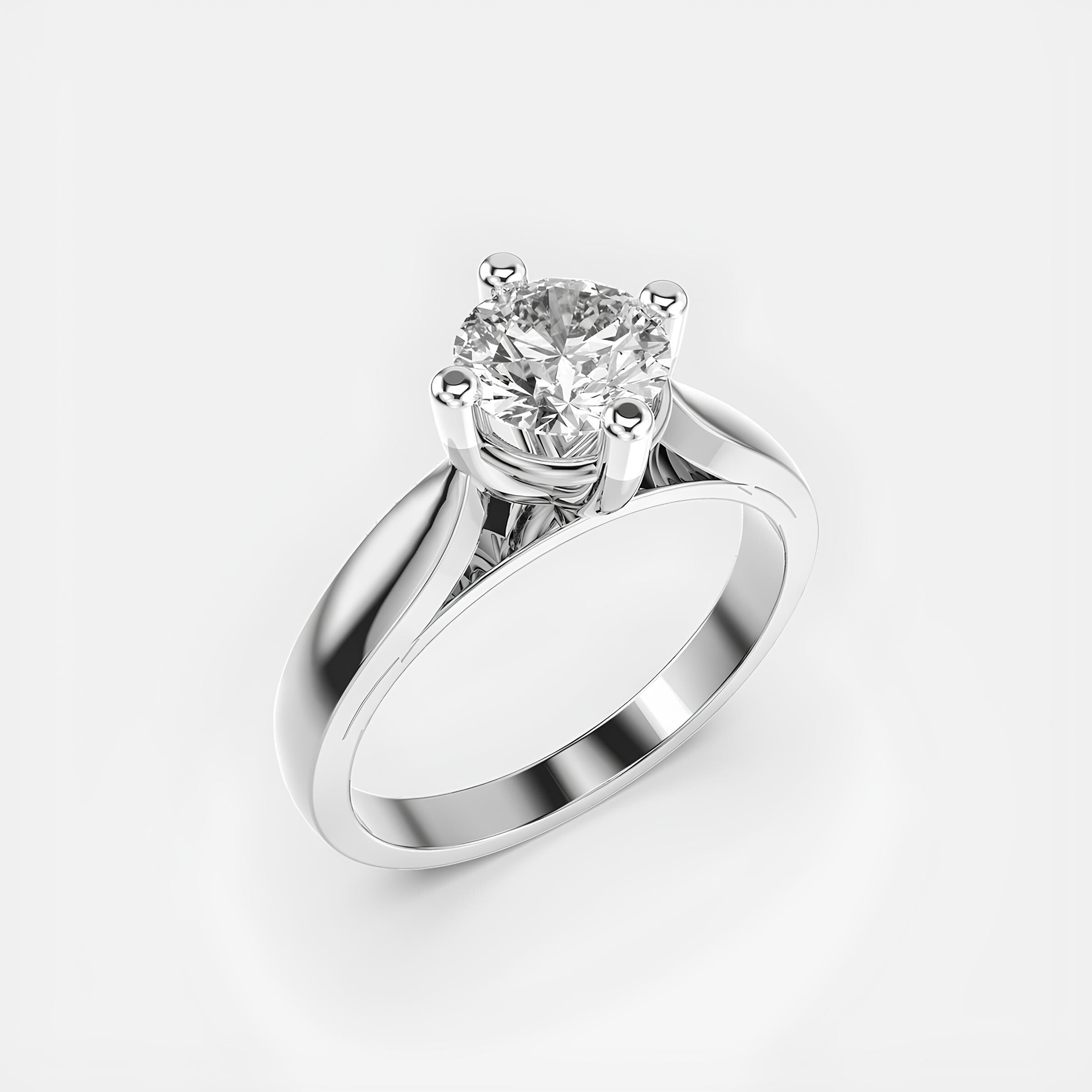1 Carat Round Solitaire Ring – EF VS/SI Lab-Created Diamond in 14K Solid Gold | Women's Engagement Ring or Wedding Band